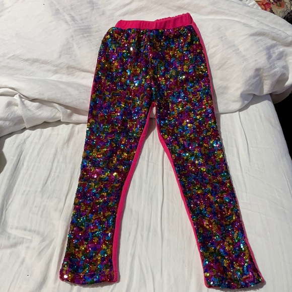 Hot pink 7 rainbow sequined leggings nwot perfect unworn condition - Picture 1 of 7